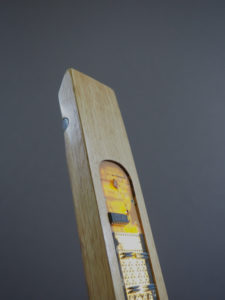 lampe sculpture bois acier